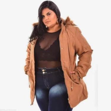 Imagem de Sobretudo Parka Feminina Forrada com Pelinhos Plus size inverno tamanh