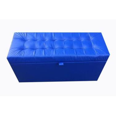 Imagem de Recamier puff baú solteiro 100% mdf - azul royal - material sintético 