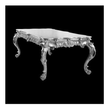 Imagem de Mesa de Jantar Luiz XV Entalhes Imponentes Folha Prata - LUXdécor