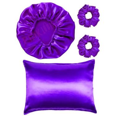 Imagem de Touca de Cetim Anti-frizz + 01 Fronha de Cetim e 02 Xuxinhas - Pink We