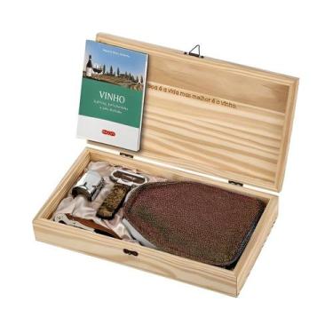 Imagem de Kit Caixa Premium Acessórios Para Vinho Madeira Pinus Cooler - Boccati