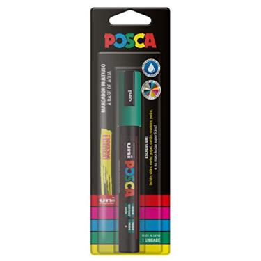 Imagem de POSCA, UNI, Caneta Marcador PC-5M, Ponta Média, traço de 2,5mm a 6,8mm, Verde, Blister com 1 Unidade