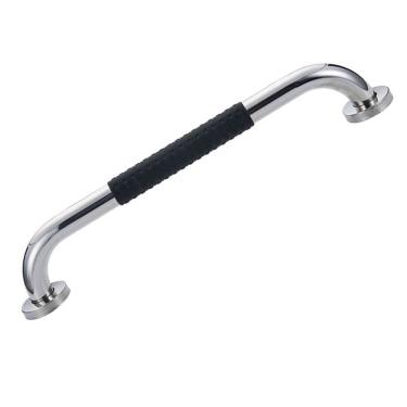 Imagem de Barra de Apoio 30cm Inox Suporte Antiderrapante Casa Banheiro Box Idoso Cadeirante Gestante Criança Segurança Proteçao Acessibilidade Corrimao Escada