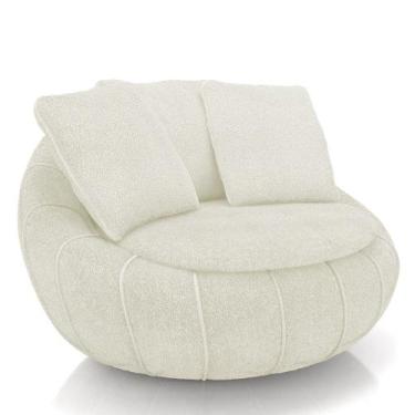 Imagem de Poltrona Decorativa Redonda Giratória com Almofadas Saphire M22 Bouclê