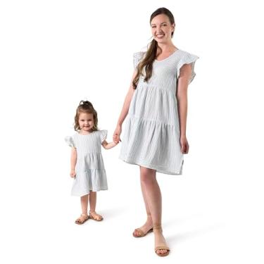 Imagem de Modern Moments by Gerber Vestidos de gaze Mommy and Me, Listra azul-petr, 2 Anos