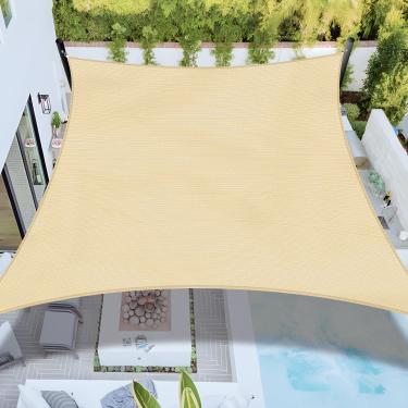 Imagem de Bynbbur Guarda-Sol 16'X20' Retângulo Bege Permeável Borda Curva Canopy Resistente Vela Solar para Pátio Quintal Festa Atividade Ao Ar Livre Comercial Padrão Personalizado