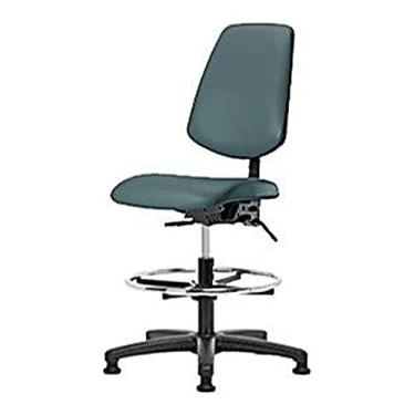 Imagem de Thomas 1163N74 Cadeira de vinil de altura média com encosto médio e inclinação sem braços, base de nylon, anel de pé cromado, desliza, azul colonial