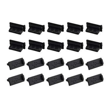 Imagem de Futheda 20PCS Universal Silicone USB 2.0/3.0 Port Plug Cover Cap Female Jack Interface Anti Dust Protector Black Compatible with Tablet PC Notebook Laptop