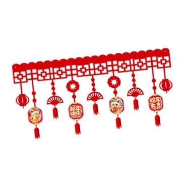 Imagem de UGPLM Guirlanda de faixa de ano novo chinês 2025 Festival da primavera Pingentes de feltro para pendurar na parede para quarto Natal interno e externo Sala, Style B
