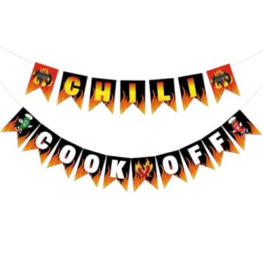 Imagem de QOUBAI Faixa de decoração Chili Cook Off Red Hot Chili Party Decoration Pepper Chili Cook Off Banner Chili Contest Flâmula Chili Cook Off Prêmios para Chili Party Supplies Chili Cooking Competition