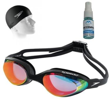 Imagem de Oculos Natacao Speedo Hydrovision Mirror Preto + Touca Speedo + Spray