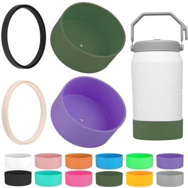 Imagem de Capa de silicone de 4 peças com junta de substituição para copo Stanley IceFlow Flip Top de 1,8 g, junta de substituição de manga de silicone para garrafa de água Stanley de 1,8 g (4, verde militar