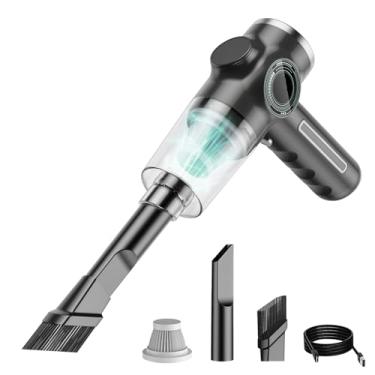 Imagem de Aspirador de pó Portátil para Carro Doméstico Com Bico Plano e Escova Tela Dightal Mini Aspirador de pó Com Filtro Reutilizável para Teclados de sofá Carro (1 filtro)