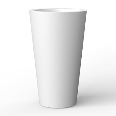 Imagem de Kante Vaso de concreto alto, vaso de flores grande de 40 cm de altura para plantas internas e externas, adequado para casa, pátio, jardim, varanda, branco