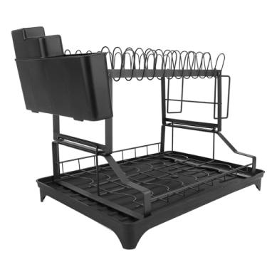 Imagem de Rack de Secagem de Pratos para Balcão de Cozinha, Rack de Pratos de 2 Camadas para Balcão de Cozinha, Escorredor de Pratos de Grande Capacidade Com Porta-talheres de Escorredor,