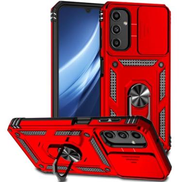 Imagem de Tothedu Capa para Galaxy A24 5G, capa para Galaxy M34 5G com capa deslizante para câmera, anel giratório de 360° integrado com suporte magnético à prova de choque para Samsung Galaxy A24 5G vermelho