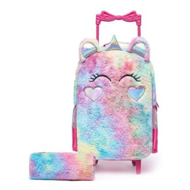 Imagem de Mochila Infantil Escolar de Rodinha Spector Pelúcia Unicórnio