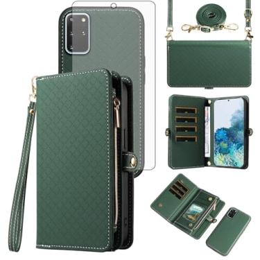 Imagem de Asuwish Capa de celular para Samsung Galaxy S20 Plus S20+ 5G Carteira com zíper destacável com protetor de tela de vidro temperado, alça flip porta-cartões S20+5G S20plus 20S + S2O S 20 20+ G5