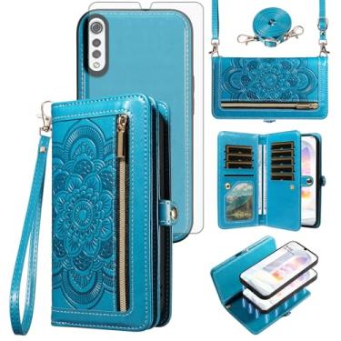 Imagem de Asuwish Capa de telefone para LG Velvet 5G/LGVelvet Verizon G5 UW T-mobile 2020 com zíper carteira magnética com protetor de tela de vidro temperado alça porta-cartão flor LM G900UM 4G Tmobile