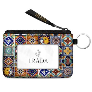 Imagem de IRADA Porta-moedas para identidade, porta-moedas com zíper transparente para identidade, bolsa de moedas pequena resistente à água, Carteira mexicana Talavera com chaveiro, 5x3 inches, Vintage