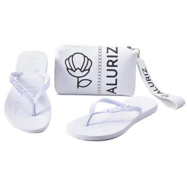 Imagem de Kit Chinelo e Bolsa de Mão Necessaire Aluriz, Branco, 35/36