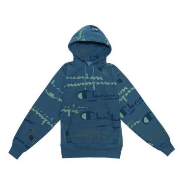 Imagem de Moletom Canguru Champion Life All Over Print - azul e verde-Masculino