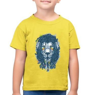 Imagem de Camiseta Algodão Infantil Leão Reggae - Foca na Moda, Amarelo canário,