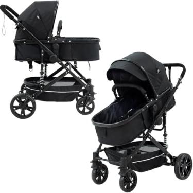 Imagem de Carrinho de Bebê Passeio Reversível Moisés 2 em 1 Baby Style Wonder 15Kg Dobrável Compacto Confortável Assento Ajustável Capota Cesto 4 Rodas Preto