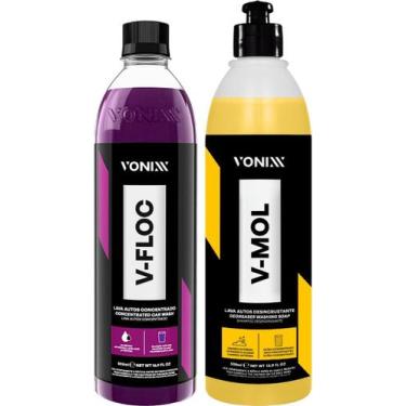 Imagem de Kit Shampoo Automotivo Sujeira Pesada V-floc 500 ml V-mol 500 ml Vonix