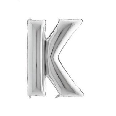 Imagem de Bexiga Balão Metalizado 16 Polegadas 40cm Prata Letra K - PB Festas