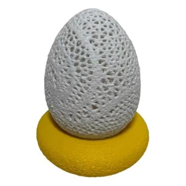 Imagem de Ovo de Páscoa Vela de LED Luminaria Decoração (Ovo: Branco/Base: Amarelo)