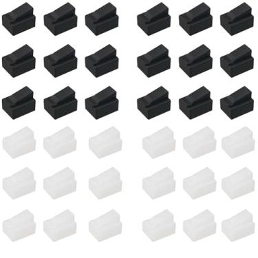 Imagem de CHENJIN Cabo de rede RJ45, 60 peças, capa contra poeira com cabeça de cristal, 30 peças, preto, 30 peças, capa de plugue de poeira branca, manga de borracha, cabeça de cabo de rede, antioxidante,
