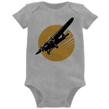 Imagem de Body Bebê Avião Bimotor - Foca na Moda, Cinza, GG