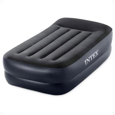 Imagem de Intex Colchão de ar elevado com bomba embutida, travesseiro Dura-Beam Plus, solteiro - Cama inflável portátil de luxo para adultos, acampamento, convidados