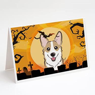 Imagem de Caroline's Treasures BB1811GCA7P Cartões de felicitações e envelopes de Halloween Sable Corgi Pacote com 8, 7 x 5, multicolorido