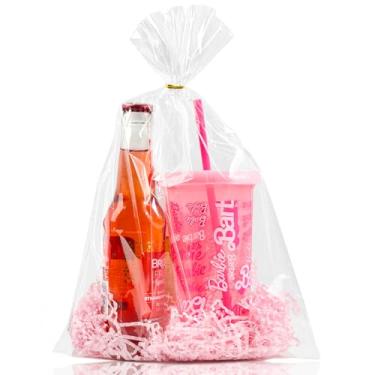 Imagem de Ohuimrt 100 unidades de sacos de guloseimas de celofane, 25,5 x 35,5 cm, sacos de presente de plástico transparente com laços para lembrancinhas de festa, doces, biscoitos, lanches