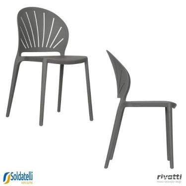 Imagem de Kit 2 Cadeiras Lane Monobloco em PP Várias Cores - Rivatti, Chumbo