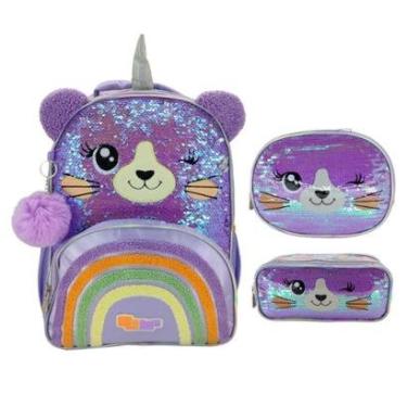 Imagem de Kit Mochila Escolar + Lancheira + Estojo 998 Infantil-Feminino