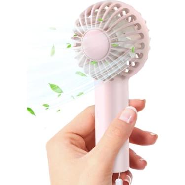 Imagem de Sthrucrack Mini ventilador portátil, vento de 3 velocidades pequeno ventilador portátil, ventilador de mão recarregável por USB (rosa)