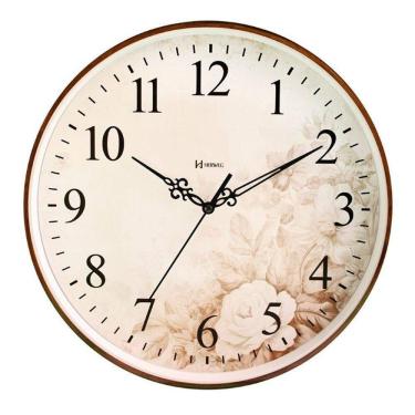 Imagem de Relógio Herweg Silencioso Floral Vidro 34,6cm 6865 Imbuia Imbuia - Imbuia