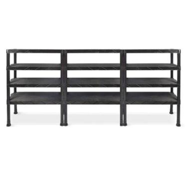 Imagem de Kit 3 Estante Preta de Plástico Modular 4 Prateleiras Multiuso - Plast