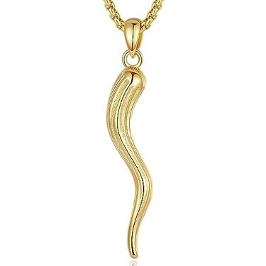 Imagem de EUDORA Colar de chifre italiano de prata esterlina S925 para mulheres e homens, colares de ouro Cornicello pingente da sorte para proteção amuleto de pimenta italiana joias presentes originais para mulheres homens esposa, 50 + 5 cm, Prata esterlina, Sem Pedra Preciosa