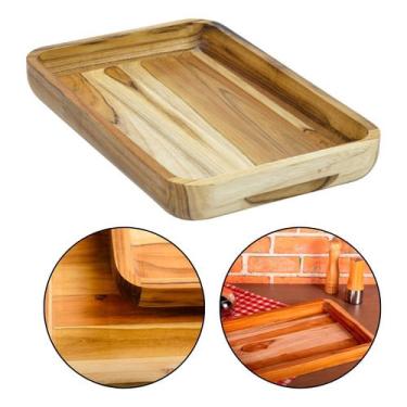 Imagem de Gamela Teca Madeira Bandeja 39,5x26cm Churrasco