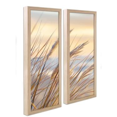 Imagem de Kit 2 Quadros Decorativos Folhagem Moderno Conjunto Minimalista Sala Cozinha Lavabo com Moldura 62cm (Estampa 03)