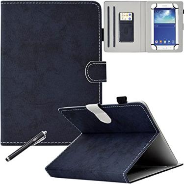 Imagem de Capa universal para tablet de 7,9 a 21,6 cm, capa com suporte de couro PU NewShine para iPad Mini de 7,9 polegadas, Galaxy Tab A 8.0, Amazon Kindle Fire HD 8 e outros modelos de 20 cm, DC-Navy