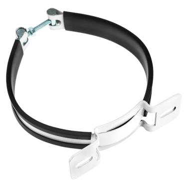Imagem de QWORK Suporte de garrafa de gás de soldagem – Serve para cilindros de gás argônio de 17,5 a 18,4 cm – Fixação de braçadeira segura – Construção de ferro e borracha