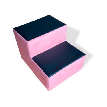 Imagem de Escada com Degraus para Estética - In9 Decor, Veludo Rosa Chiclete - I