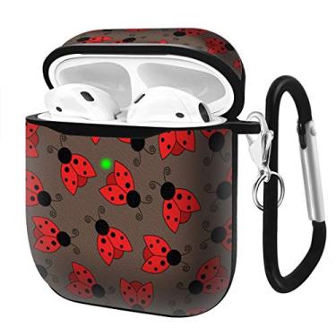 Imagem de Capa de carregamento compatível com AirPods 1ª 2ª geração, capa protetora de couro macio à prova de choque (padrão Ladybug)