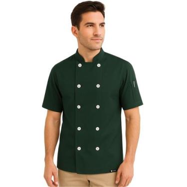 Imagem de Dólmã Para Chef Cozinha Verde Musgo Unissex Gambuza Cozinheiro Restaur