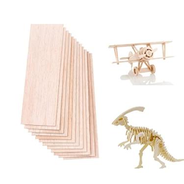 Imagem de iUoczi Pacote Com 12 Folhas De Madeira Balsa 1/12 X 4 Polegadas, Cor Natural, Sem Acabamento Para Cricut Maker, Faça Modelos Casa, Avião, Navio, Barco, Modelo Placa Você Mesmo (300 100 2 Mm)